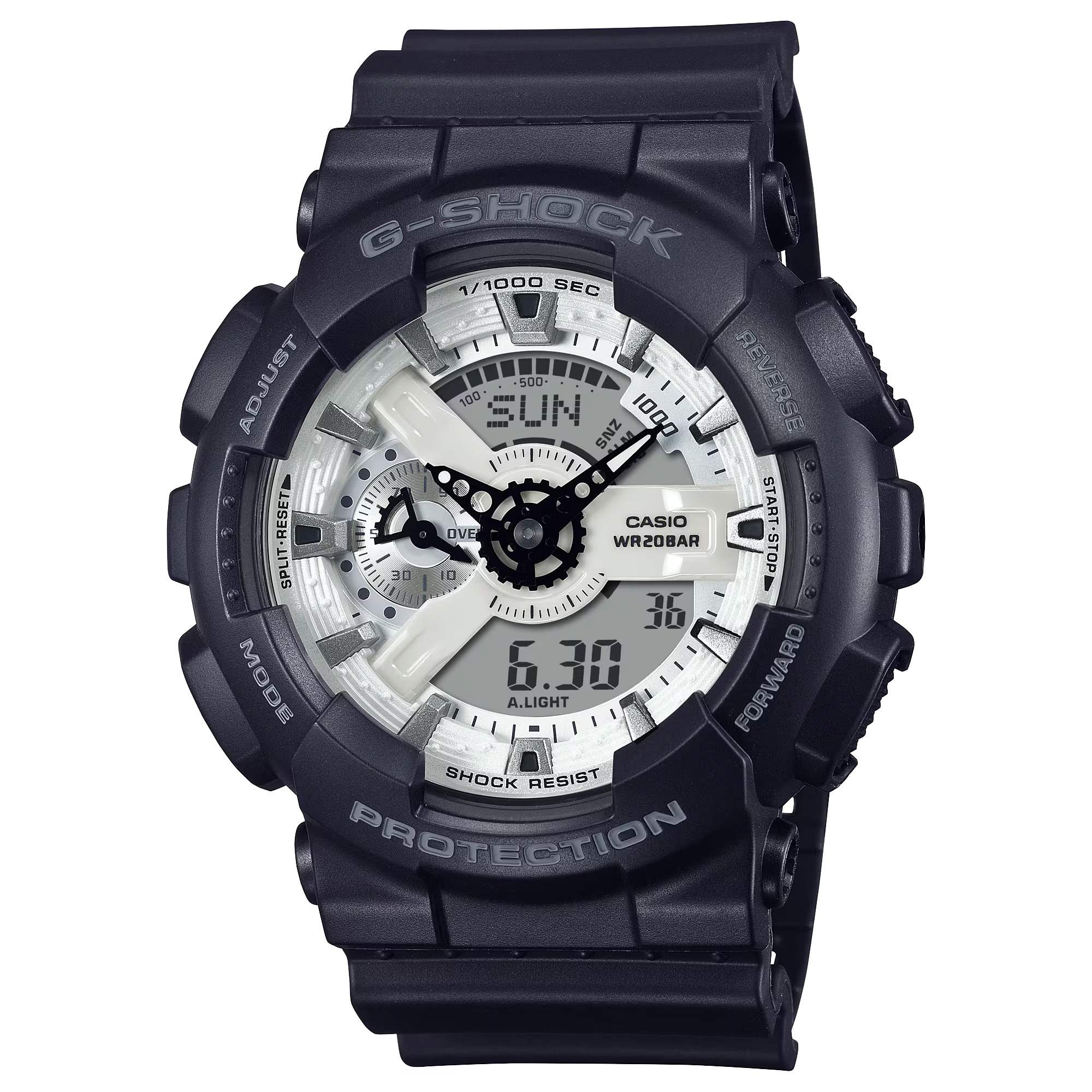 G-SHOCK Men's Watch Analog-Digital Black and Brilliant White - GA-110WD-1ADR