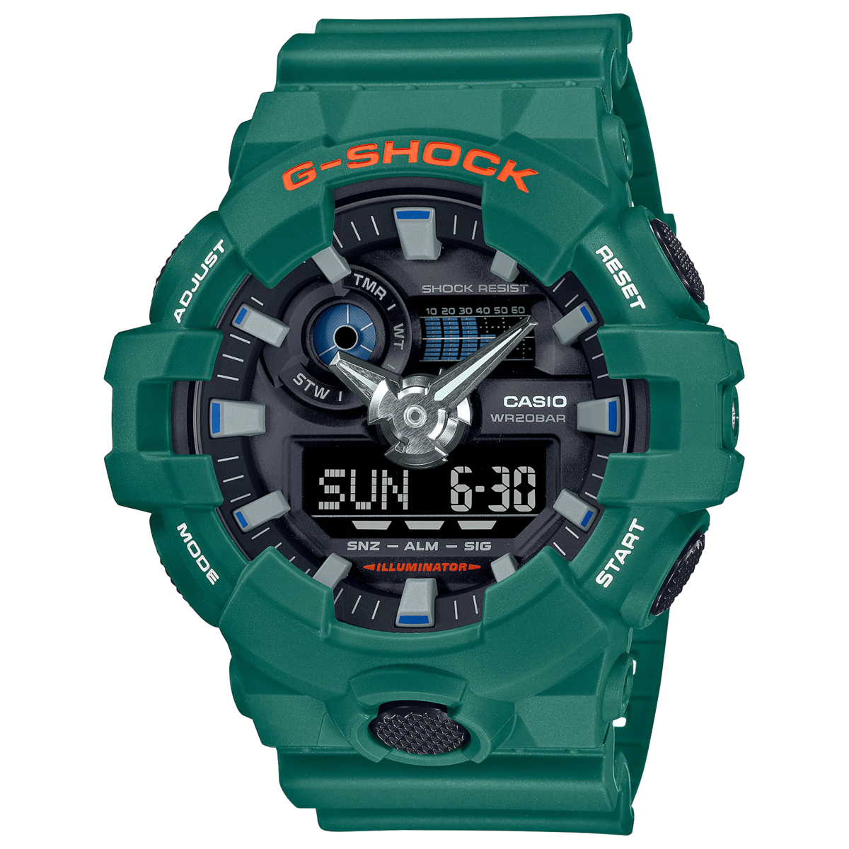 G-Shock watch with a large case and resin strap GA-700SC-3ADR