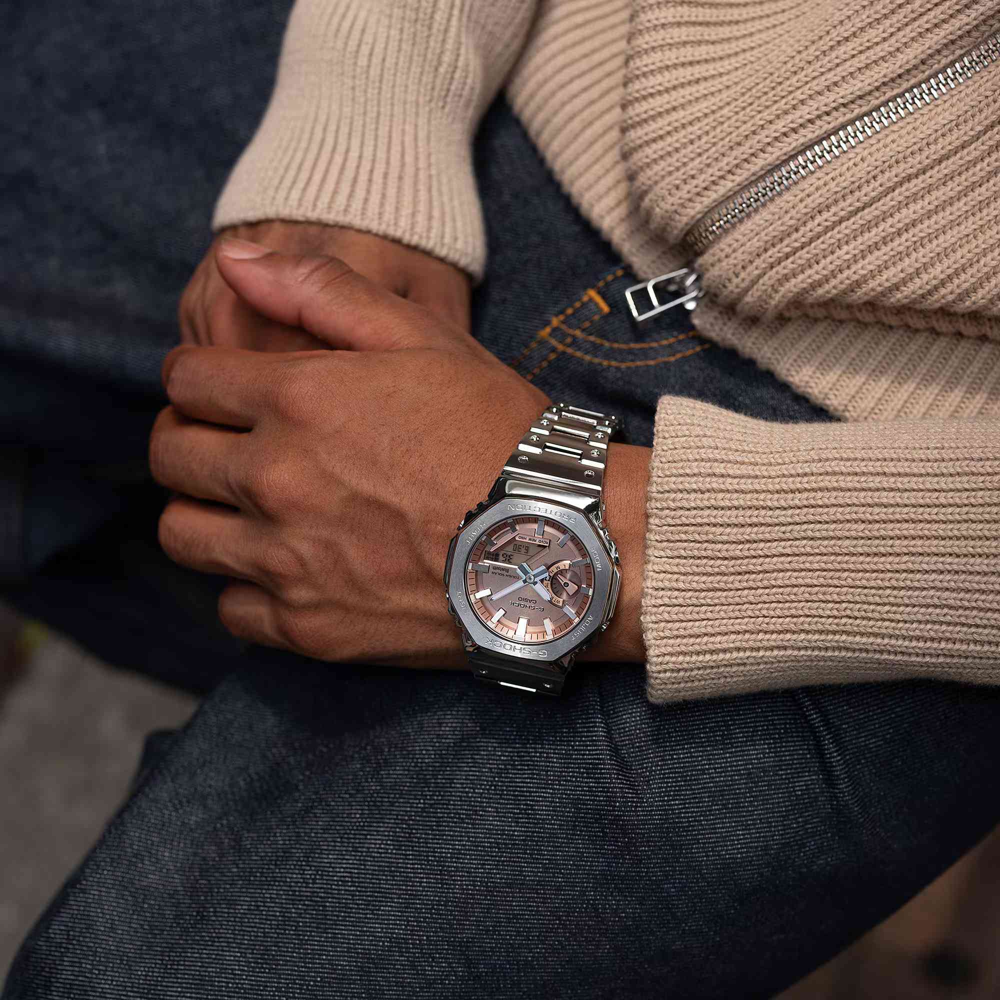 G-SHOCK Men's Full Metal Smartphone-Link Tough Solar Analog-Digital Watch - GM-B2100AD-5ADR