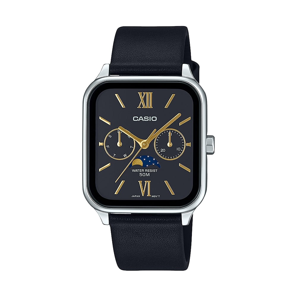 CASIO Unisex Watch Analog Moon Phase Leather - MTP-M305L-1A2VDF