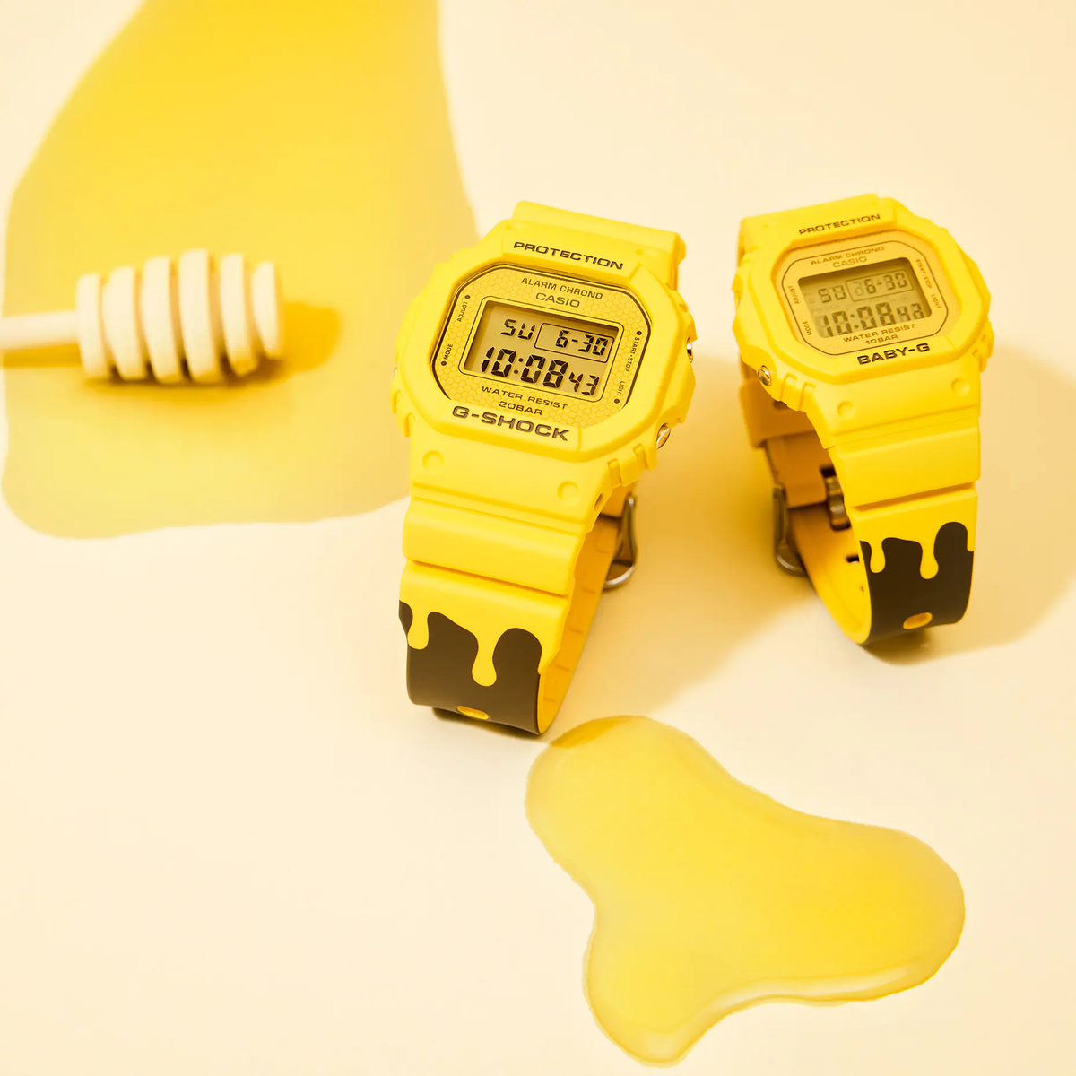 G-Shock and Baby G Pair Watch Limited Edition - Honey-themed Summer Lover’s Collection Set - SLV-22B-9DR